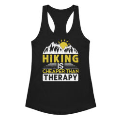 Hiking is Cheaper Than Therapy Hiking Outdoor Mountains Women’s fitted racerback tank top