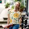 Flower Print All-Over Print Crop Tee for women