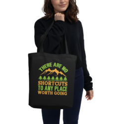 Hiking Women - Mountain Outdoors Eco Tote Bag- Black Color