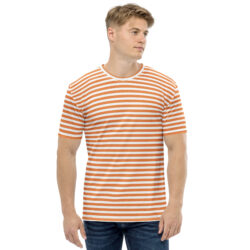 Retro vintage Striped print Men's crew neck t-shirt for smooth and super comfortable