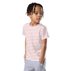 Kids Striped Print  crew neck t-shirt Soft and Comfortable