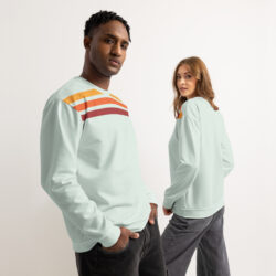 Unisex Retro Fall Winter Sweatshirt – Soft Warm Cotton Striped Pullover for Men & Women