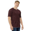 Men’s Maroon & White Striped Crew Neck T-Shirt – Casual Cotton Tee, Classic Everyday Wear