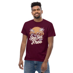 Summer Vibes Only Tee for Men – Retro Coastal Graphic t-Shirt Cool Beachwear classic tee-Men’s Palm Tree Summer t-shirt