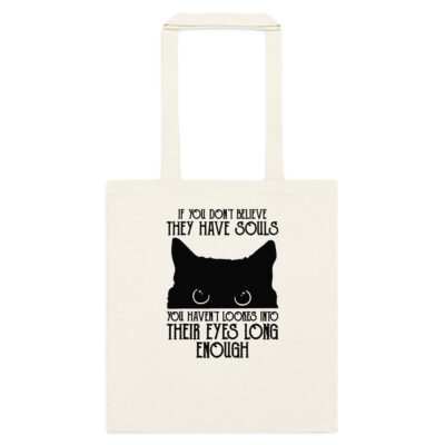 Cute Black Cat Women's Cotton black color tote bag