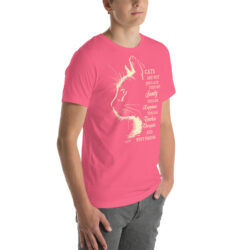 Cat Hair Don't Care Women's Funny Cat Lover t-Shirt 79 unisex staple t shirt charity pink right front 6a30f19480097