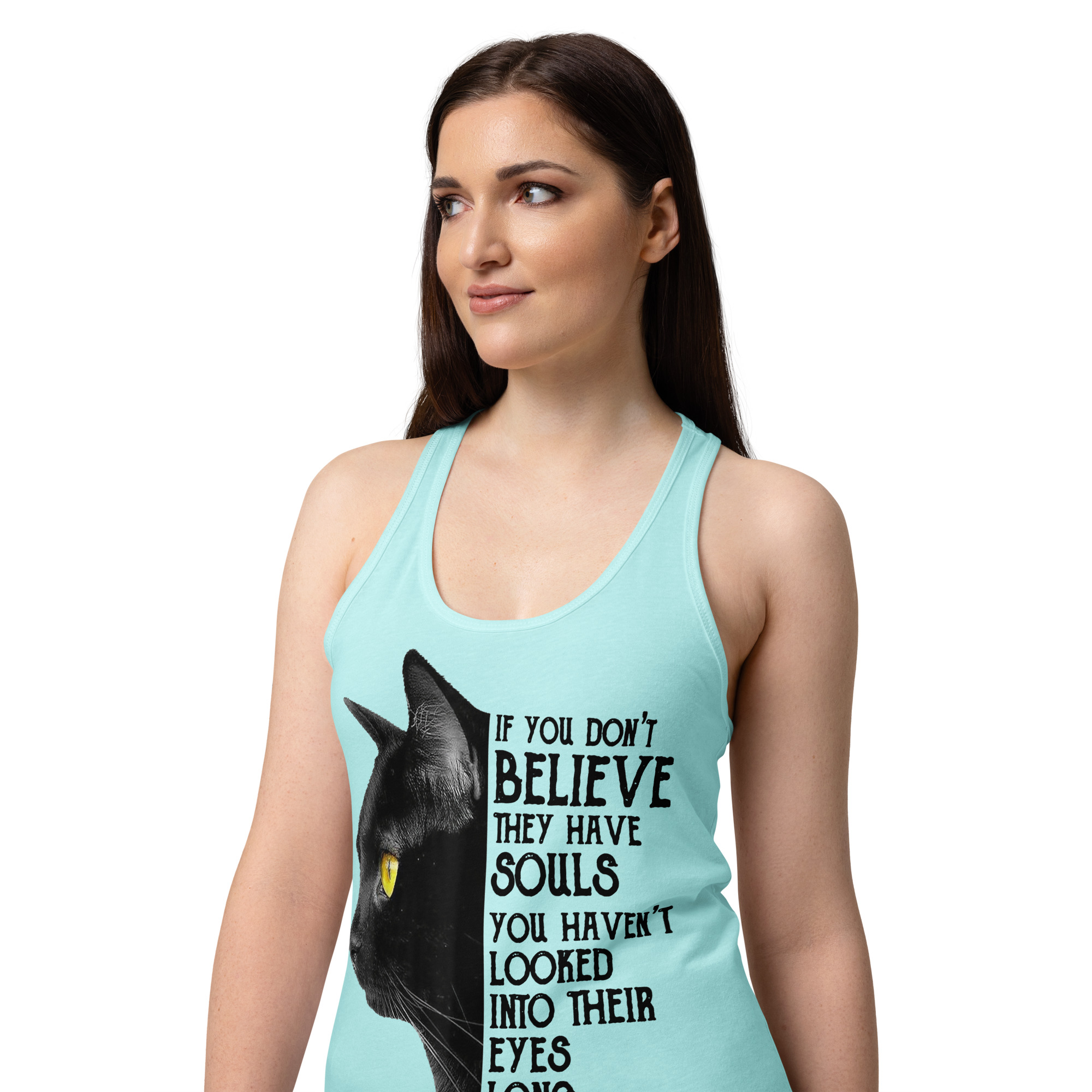 Cute Black Cat Women's Tank Top – Cat Lover Gift Tee-Women’s fitted racerback tank top 8 Cute Black Cat Women's Tank Top – Cat Lover Gift Tee-Women’s fitted racerback tank top - Image 8