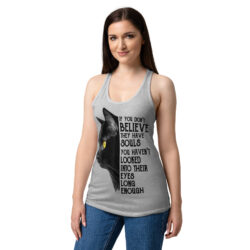 Cute Black Cat Women's Tank Top – Cat Lover Gift Tee-Women’s fitted racerback tank top 36 womens ideal racerback tank top heather gray front 6a36290150005