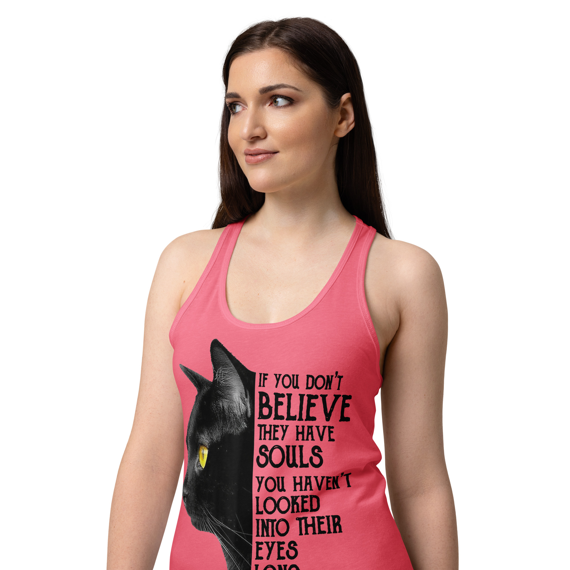 Cute Black Cat Women's Tank Top – Cat Lover Gift Tee-Women’s fitted racerback tank top 3 Cute Black Cat Women's Tank Top – Cat Lover Gift Tee-Women’s fitted racerback tank top - Image 3