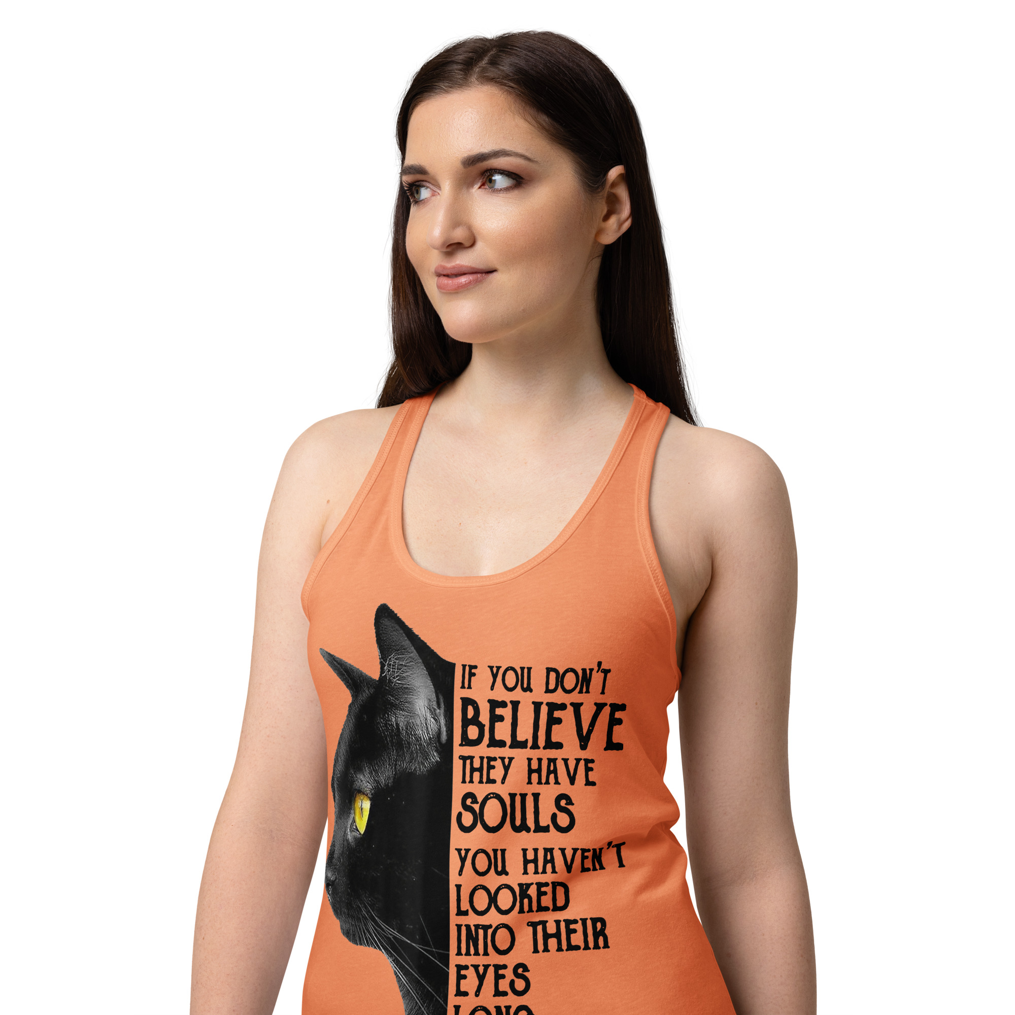 Cute Black Cat Women's Tank Top – Cat Lover Gift Tee-Women’s fitted racerback tank top 5 Cute Black Cat Women's Tank Top – Cat Lover Gift Tee-Women’s fitted racerback tank top - Image 5