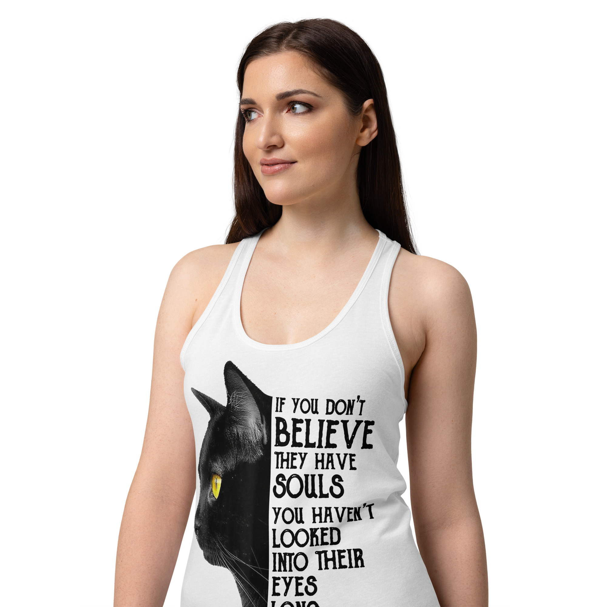 Cute Black Cat Women's Tank Top – Cat Lover Gift Tee-Women’s fitted racerback tank top 1 Cute Black Cat Women's Tank Top – Cat Lover Gift Tee-Women’s fitted racerback tank top