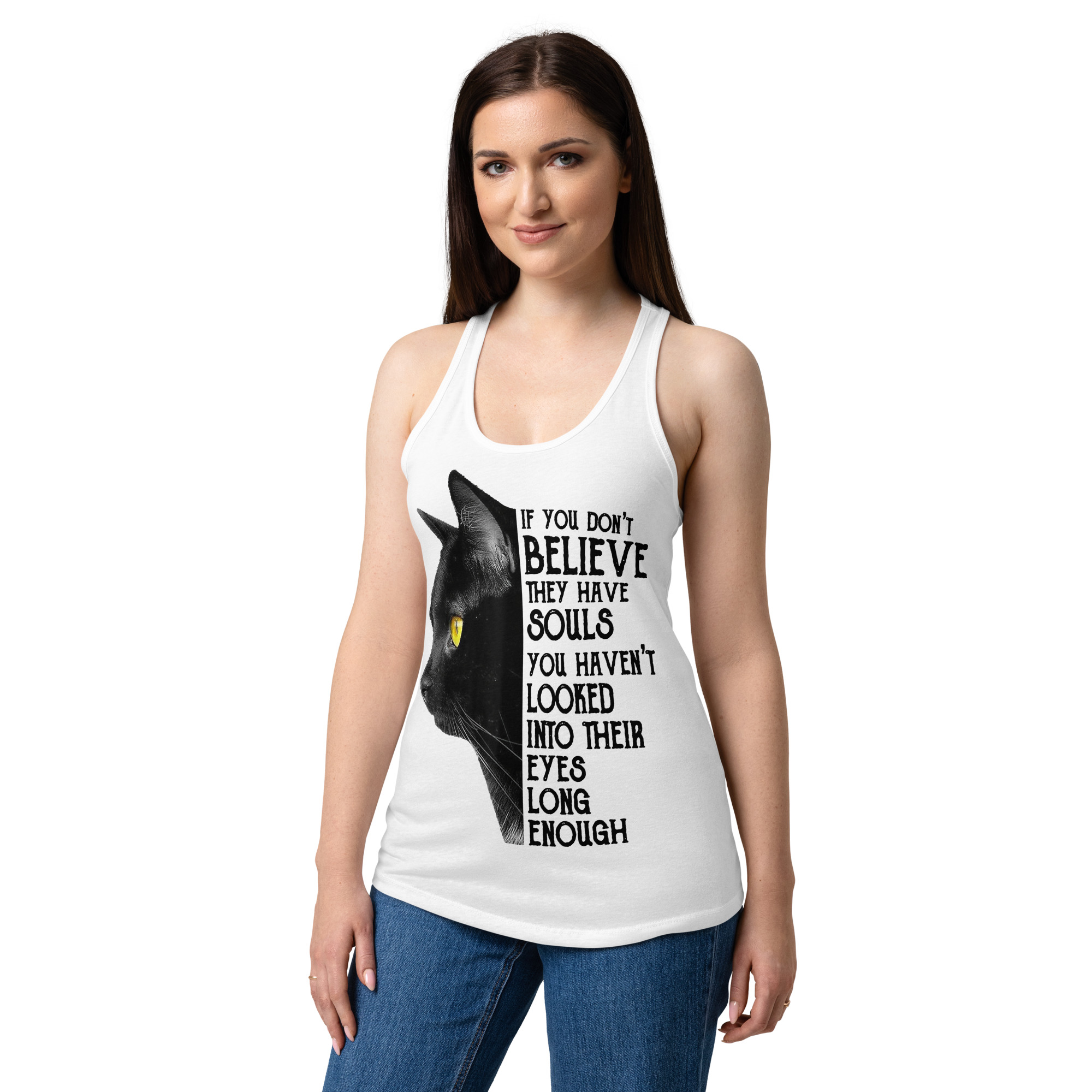 Cute Black Cat Women's Tank Top – Cat Lover Gift Tee-Women’s fitted racerback tank top 11 Cute Black Cat Women's Tank Top – Cat Lover Gift Tee-Women’s fitted racerback tank top - Image 11