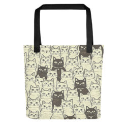 Vintage Cat Mom Tote Bag – Cute Black and White Cat Pattern Reusable Everyday Carry Tote Bag for cat lover mom 35 all over print tote bag black 15x15 back 6a53c3c844cff