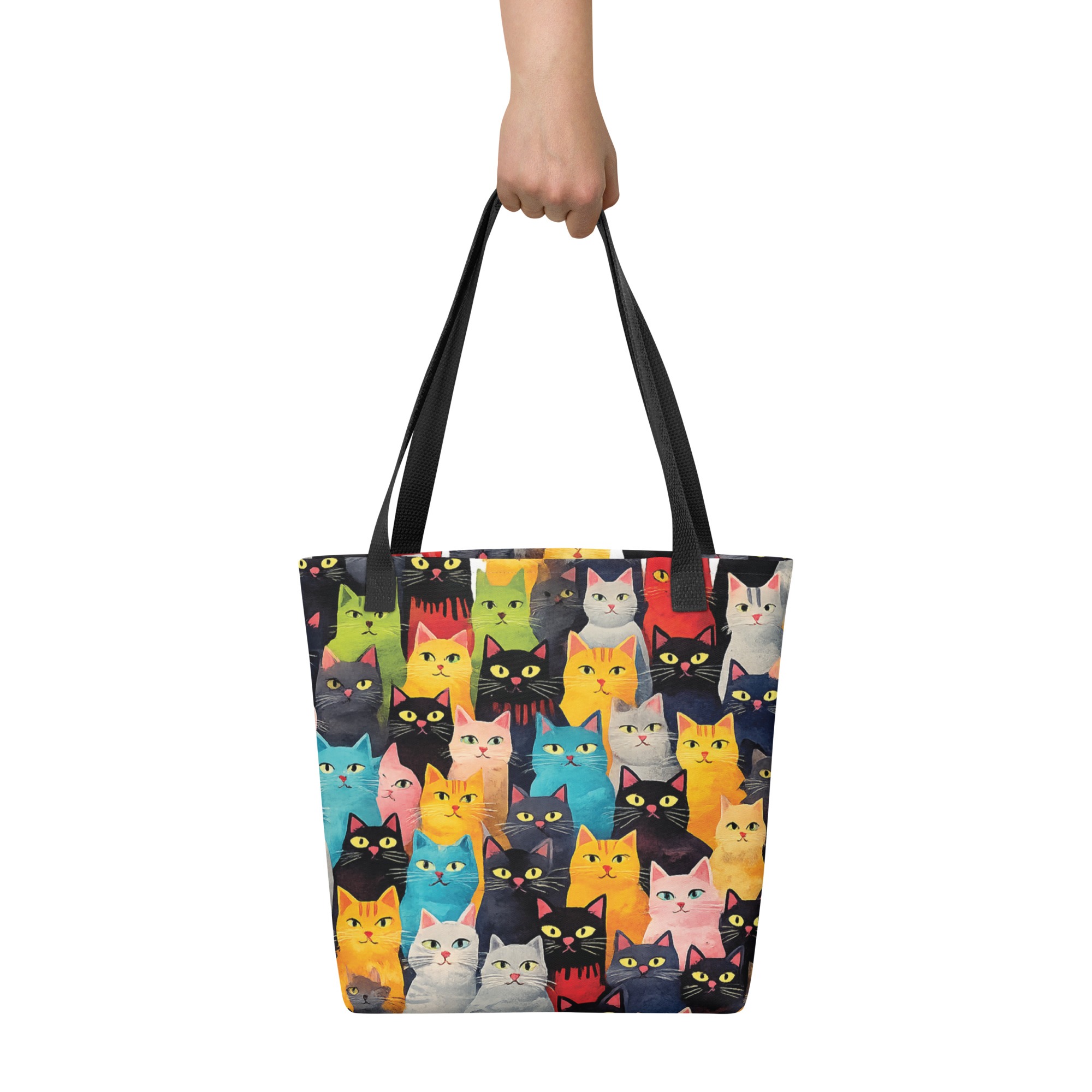 Cute Cat Mom Tote Bag | Vintage Cat Pattern Canvas Grocery Tote Bag for Women 2 Cute Cat Mom Tote Bag | Vintage Cat Pattern Canvas Grocery Tote Bag for Women - Image 2