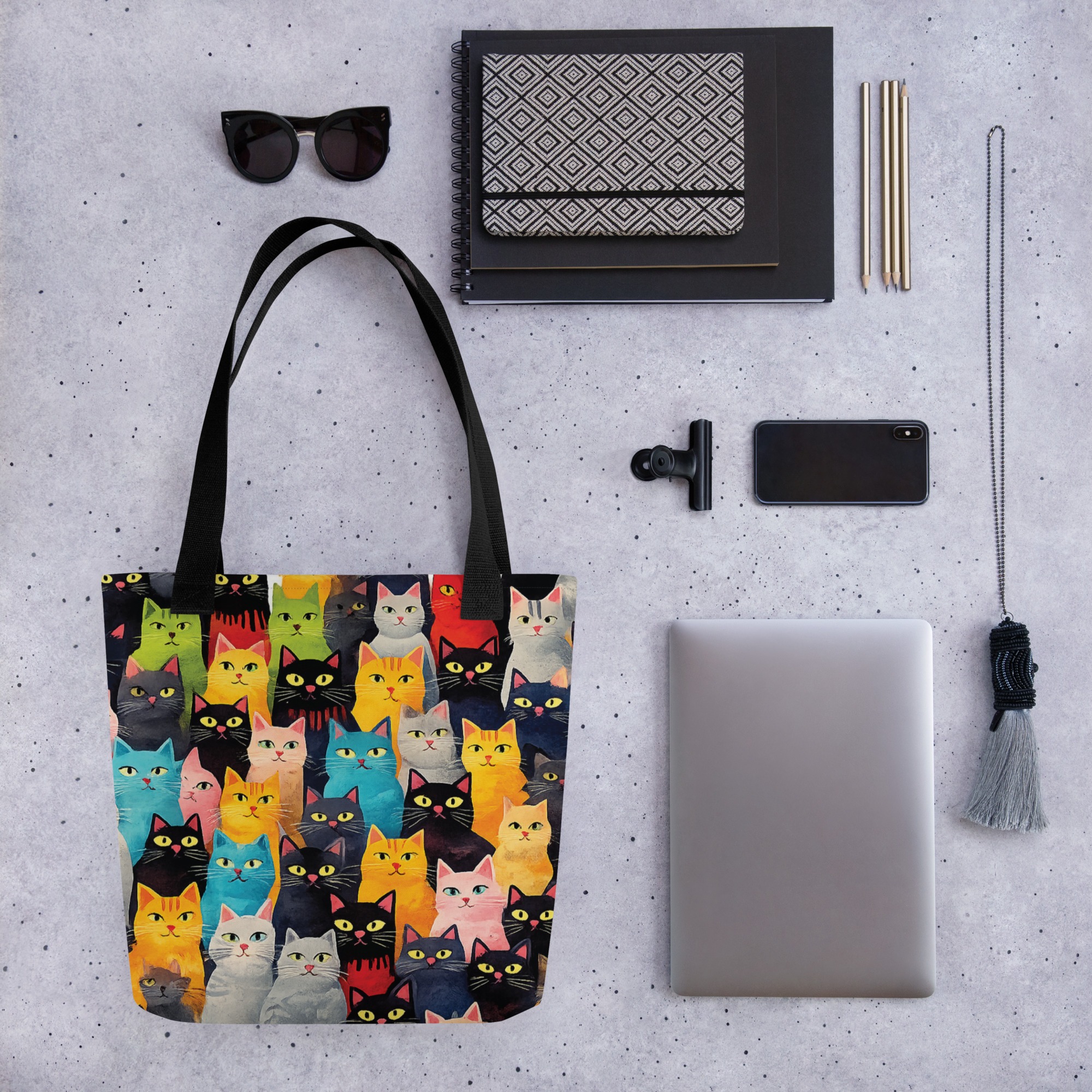 Cute Cat Mom Tote Bag | Vintage Cat Pattern Canvas Grocery Tote Bag for Women 3 Cute Cat Mom Tote Bag | Vintage Cat Pattern Canvas Grocery Tote Bag for Women - Image 3