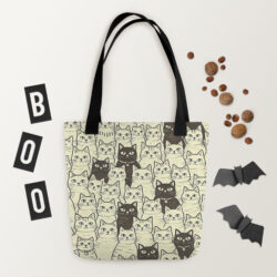 Vintage Cat Mom Tote Bag – Cute Black and White Cat Pattern Reusable Everyday Carry Tote Bag for cat lover mom 52 all over print tote bag black 15x15 front 6a53c3c845015