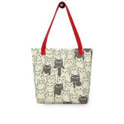Vintage Cat Mom Tote Bag – Cute Black and White Cat Pattern Reusable Everyday Carry Tote Bag for cat lover mom 39 all over print tote bag red 15x15 back 6a53c3c844da9