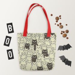 Vintage Cat Mom Tote Bag – Cute Black and White Cat Pattern Reusable Everyday Carry Tote Bag for cat lover mom 55 all over print tote bag red 15x15 front 6a53c3c8450c8