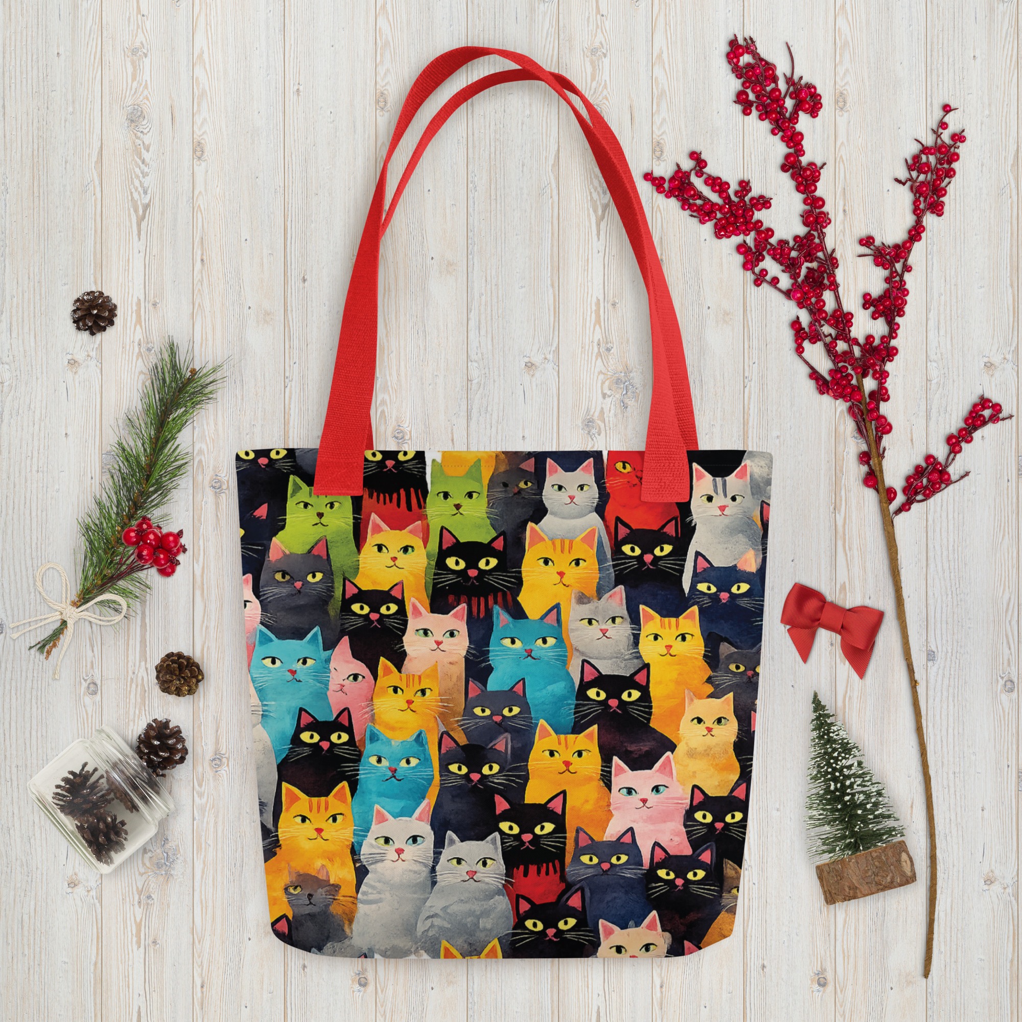 Cute Cat Mom Tote Bag | Vintage Cat Pattern Canvas Grocery Tote Bag for Women 6 Cute Cat Mom Tote Bag | Vintage Cat Pattern Canvas Grocery Tote Bag for Women - Image 6