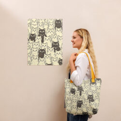 Vintage Cat Mom Tote Bag – Cute Black and White Cat Pattern Reusable Everyday Carry Tote Bag for cat lover mom 42 all over print tote bag yellow 15x15 back 6a53c3c844e3f