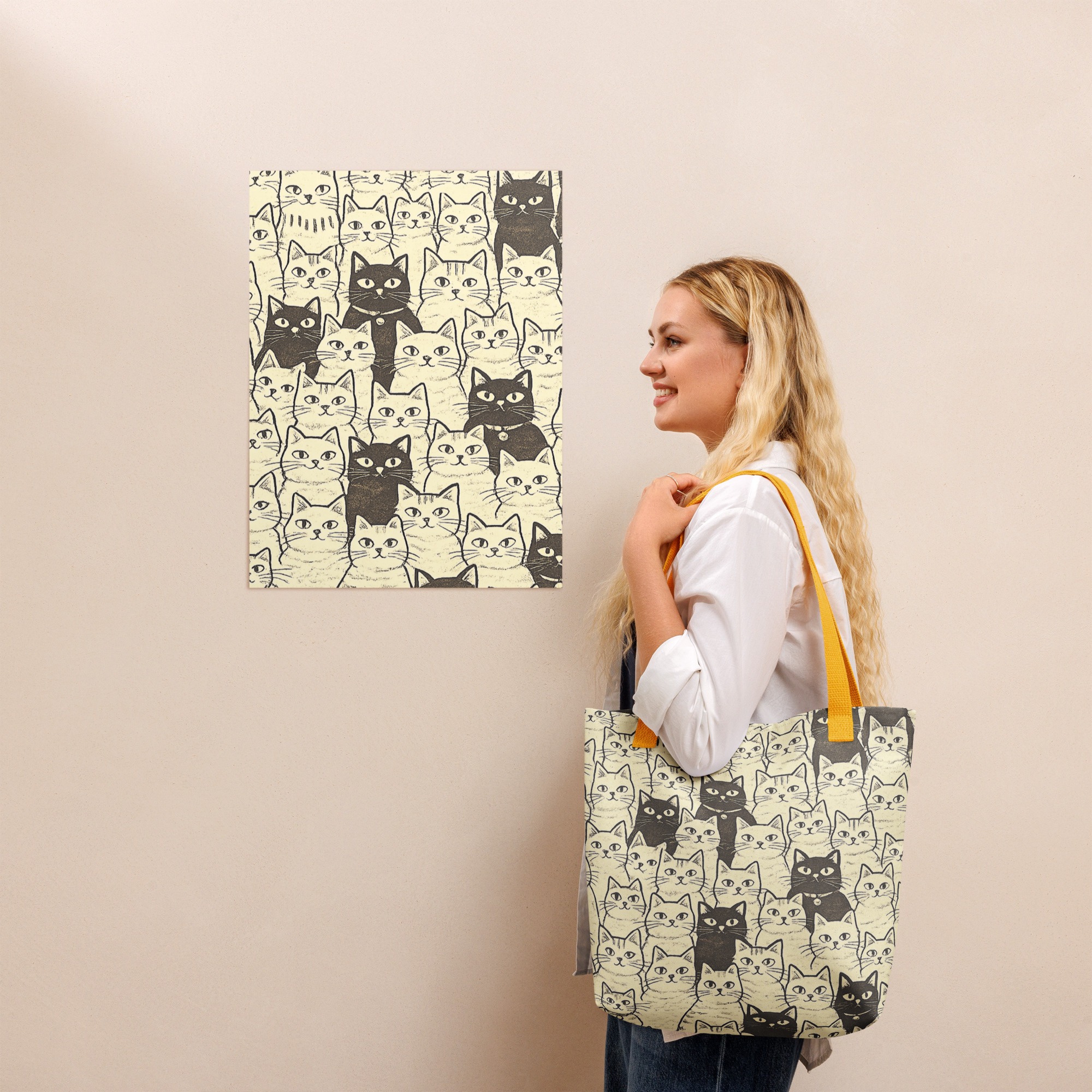 Vintage Cat Mom Tote Bag – Cute Black and White Cat Pattern Reusable Everyday Carry Tote Bag for cat lover mom 12 Vintage Cat Mom Tote Bag – Cute Black and White Cat Pattern Reusable Everyday Carry Tote Bag for cat lover mom - Image 12