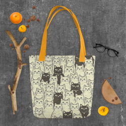 Vintage Cat Mom Tote Bag – Cute Black and White Cat Pattern Reusable Everyday Carry Tote Bag for cat lover mom 60 all over print tote bag yellow 15x15 back 6a53c3c8451c6