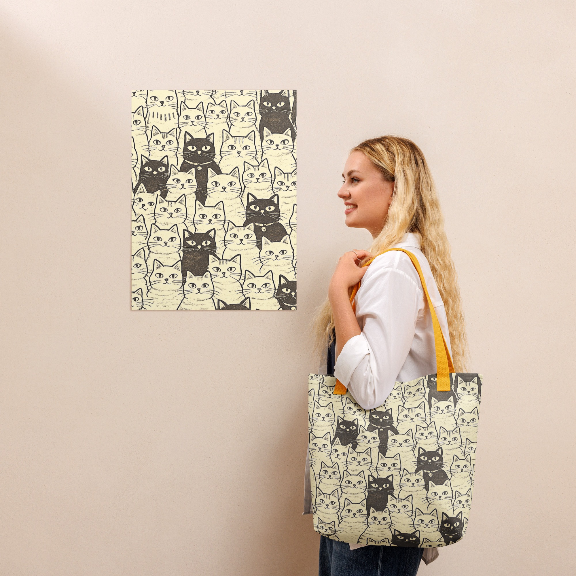 Vintage Cat Mom Tote Bag – Cute Black and White Cat Pattern Reusable Everyday Carry Tote Bag for cat lover mom 11 Vintage Cat Mom Tote Bag – Cute Black and White Cat Pattern Reusable Everyday Carry Tote Bag for cat lover mom - Image 11