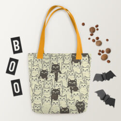 Vintage Cat Mom Tote Bag – Cute Black and White Cat Pattern Reusable Everyday Carry Tote Bag for cat lover mom 59 all over print tote bag yellow 15x15 front 6a53c3c8451a2