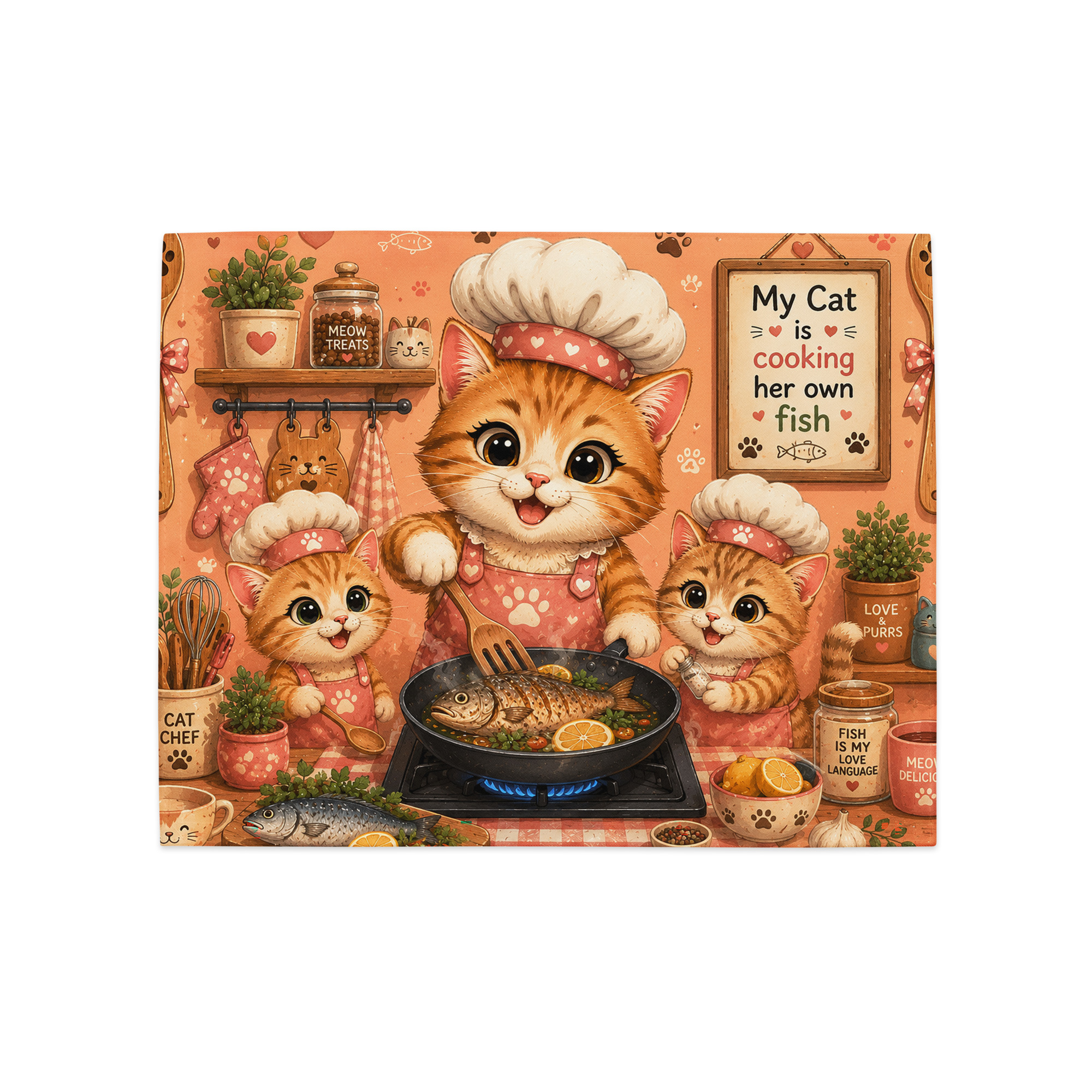 Cat Chef Placemat Set for Cat Lovers – Adorable Cooking Cat with Two Kittens | Cute Kitchen Table Mats 6 Cat Chef Placemat Set for Cat Lovers – Adorable Cooking Cat with Two Kittens | Cute Kitchen Table Mats - Image 6
