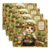 Cat Mom Kitchen Placemat Set – Whimsical Cartoon Cat Chef with Kittens | Cute Farmhouse Table Decor | Gift for Cat Lovers