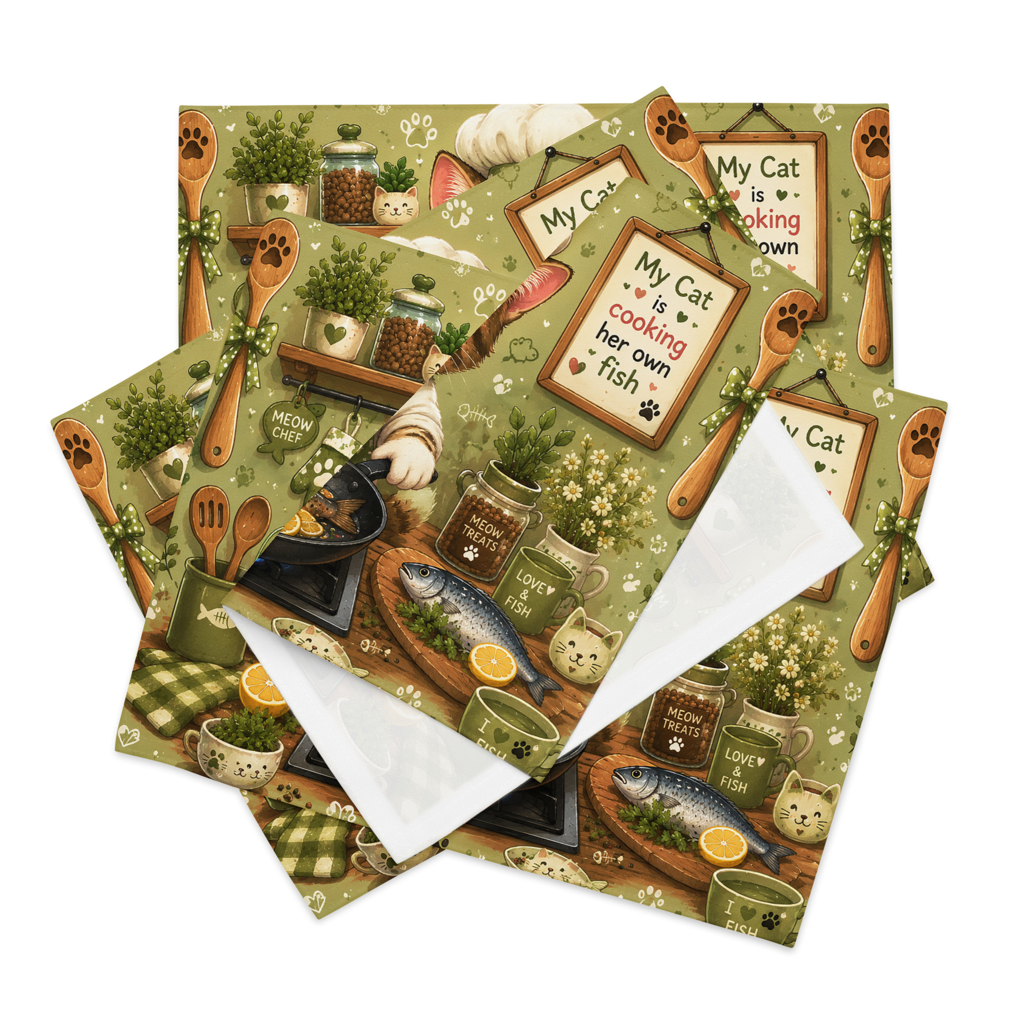 Cat Mom Kitchen Placemat Set – Whimsical Cartoon Cat Chef with Kittens | Cute Farmhouse Table Decor | Gift for Cat Lovers 5 Cat Mom Kitchen Placemat Set – Whimsical Cartoon Cat Chef with Kittens | Cute Farmhouse Table Decor | Gift for Cat Lovers - Image 5