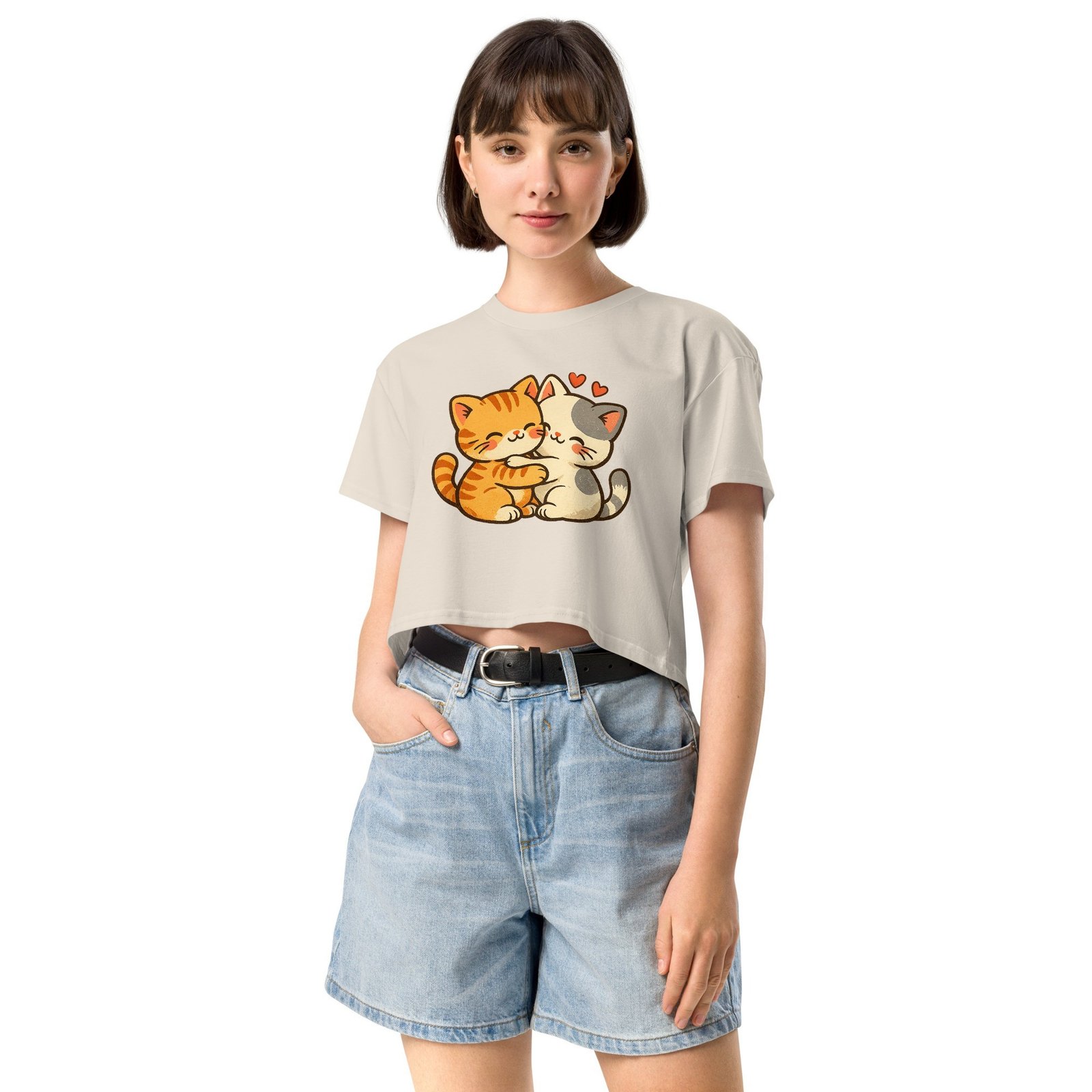 Kawaii Retro Cat Crop Top | Vintage Cartoon Kitty Graphic Tee embrace each other-Women’s crop top 21 Kawaii Retro Cat Crop Top | Vintage Cartoon Kitty Graphic Tee embrace each other-Women’s crop top - Image 21