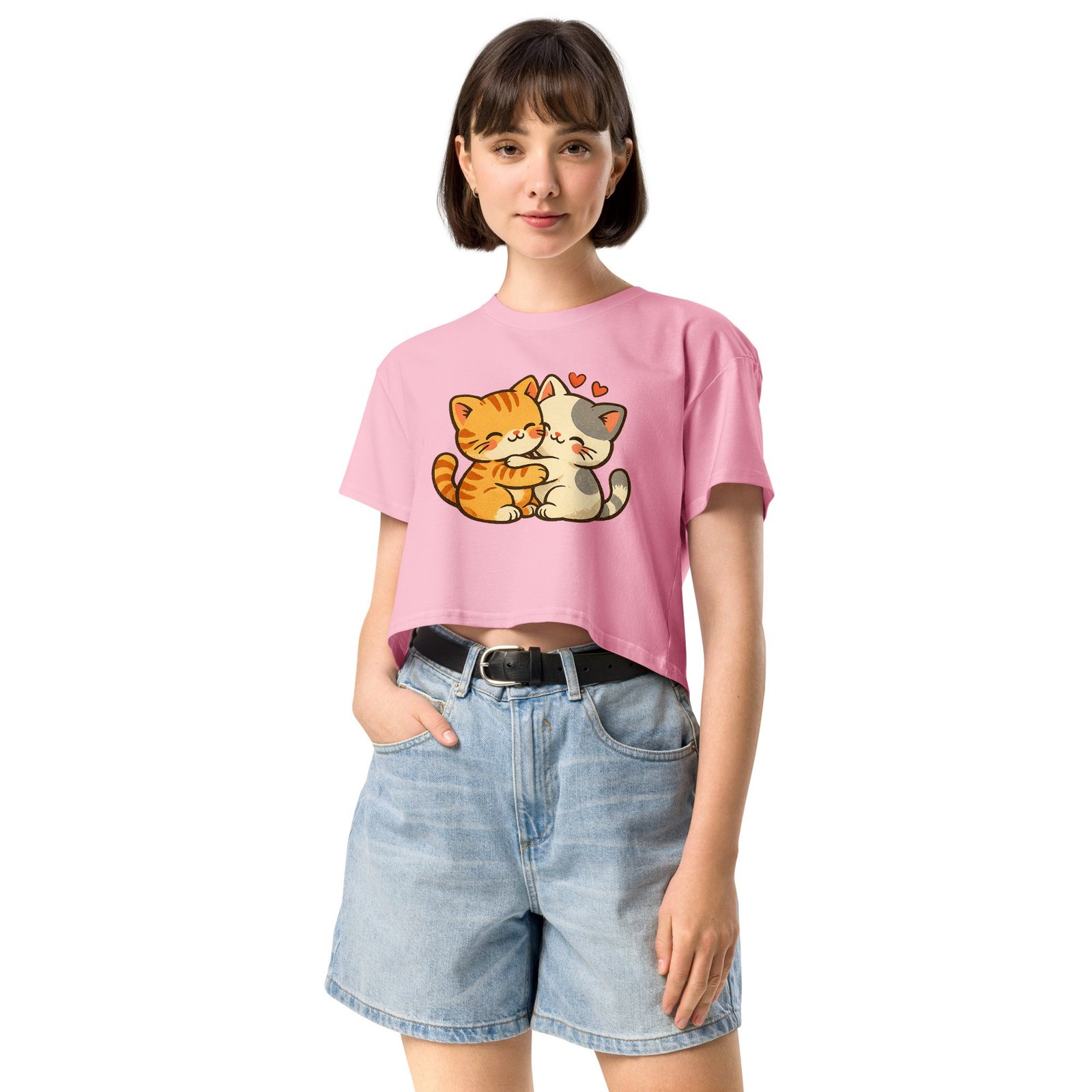 Kawaii Retro Cat Crop Top | Vintage Cartoon Kitty Graphic Tee embrace each other-Women’s crop top 16 Kawaii Retro Cat Crop Top | Vintage Cartoon Kitty Graphic Tee embrace each other-Women’s crop top - Image 16