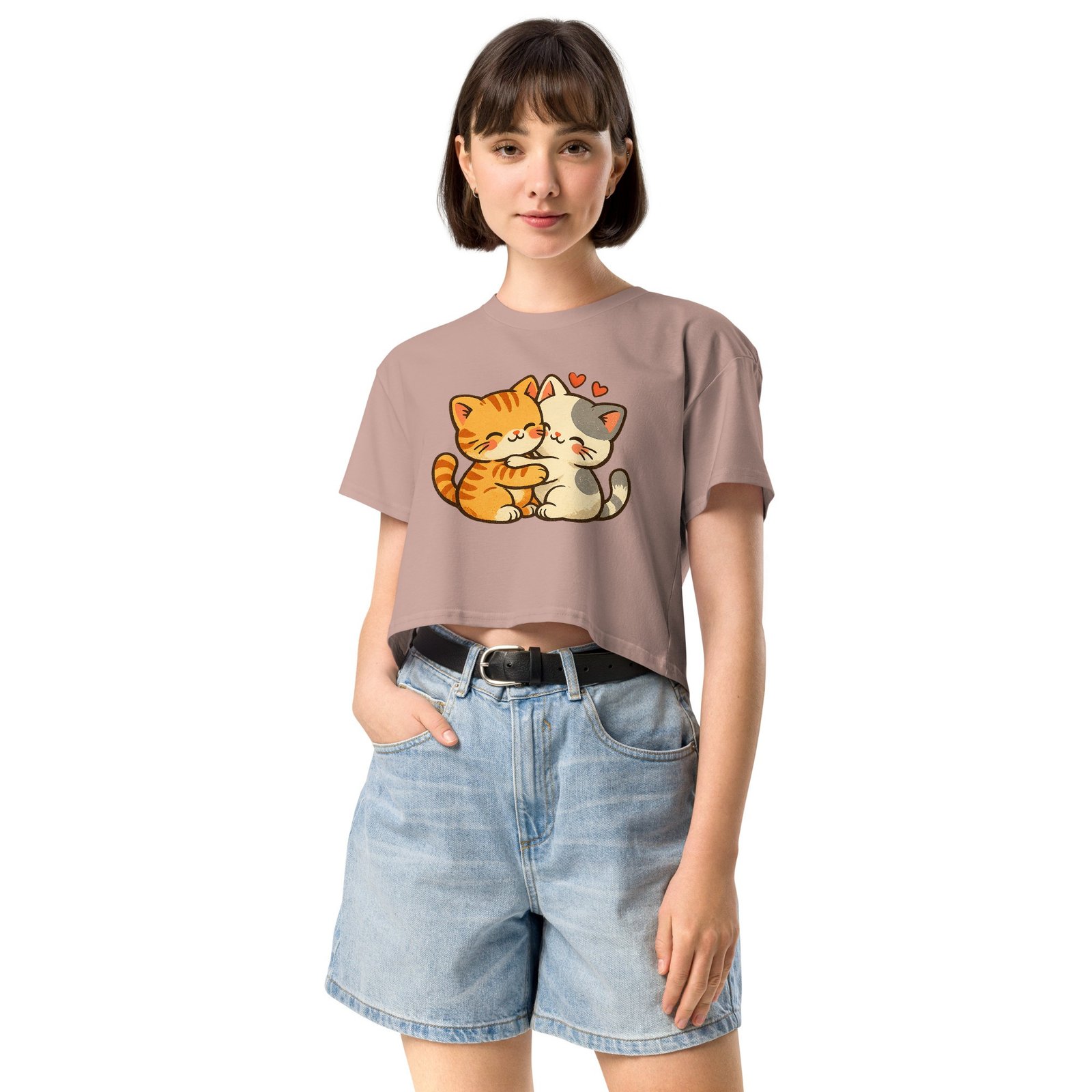 Kawaii Retro Cat Crop Top | Vintage Cartoon Kitty Graphic Tee embrace each other-Women’s crop top 13 Kawaii Retro Cat Crop Top | Vintage Cartoon Kitty Graphic Tee embrace each other-Women’s crop top - Image 13