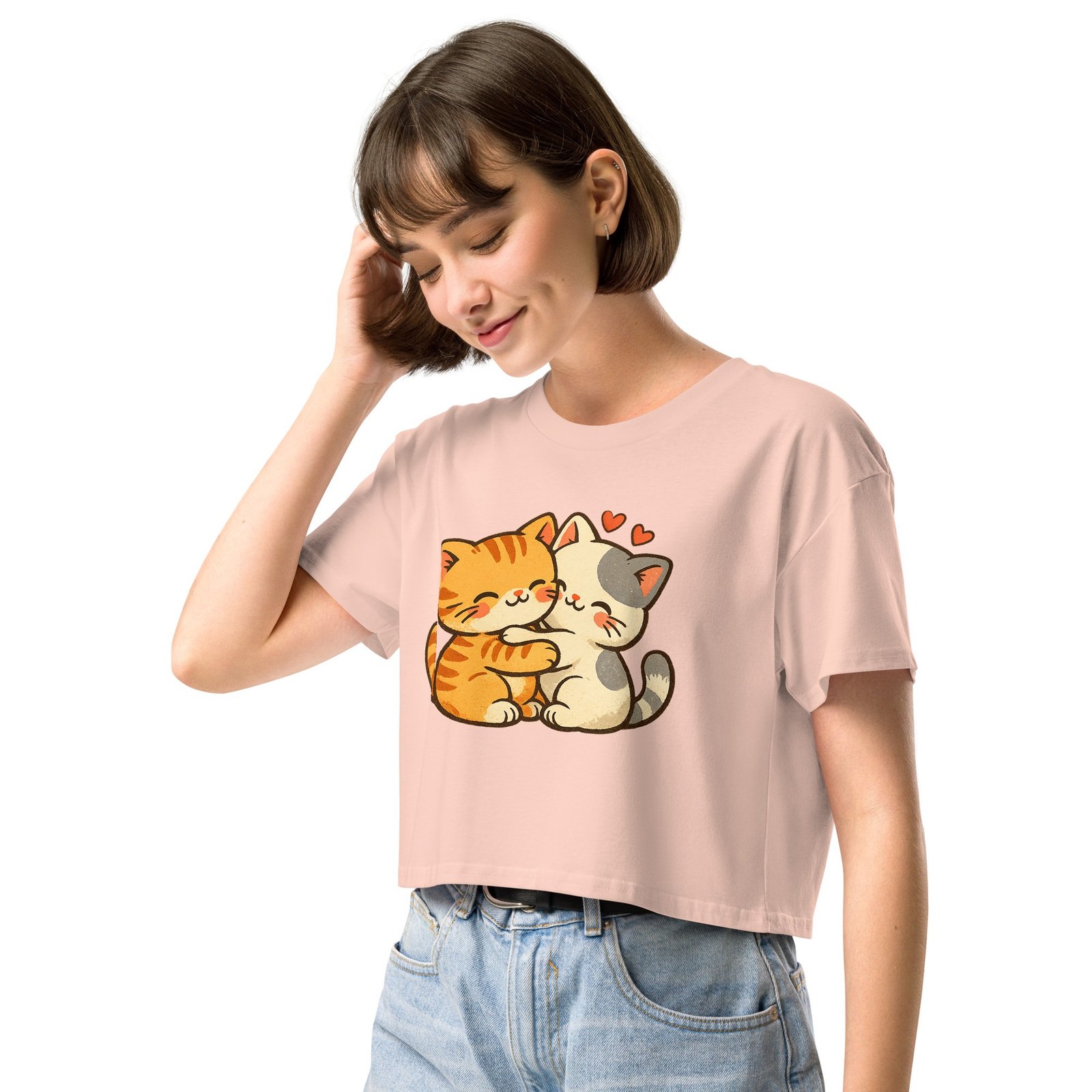 Kawaii Retro Cat Crop Top | Vintage Cartoon Kitty Graphic Tee embrace each other-Women’s crop top 20 Kawaii Retro Cat Crop Top | Vintage Cartoon Kitty Graphic Tee embrace each other-Women’s crop top - Image 20
