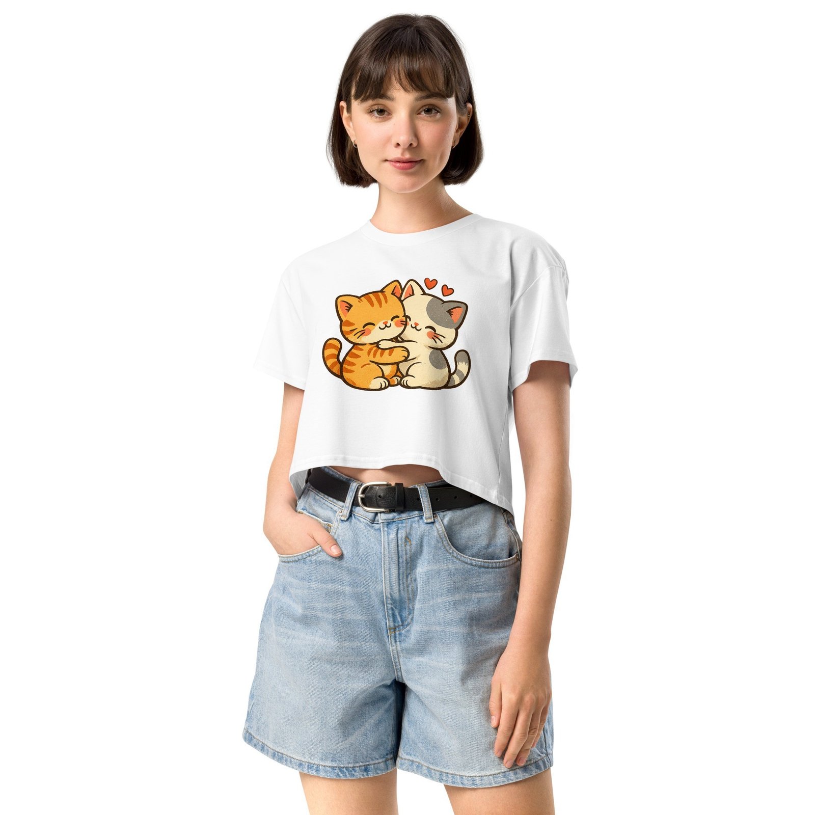 Kawaii Retro Cat Crop Top | Vintage Cartoon Kitty Graphic Tee embrace each other-Women’s crop top 28 Kawaii Retro Cat Crop Top | Vintage Cartoon Kitty Graphic Tee embrace each other-Women’s crop top - Image 28