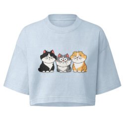 Funny Three Cats Women's Cropped Tee | Vintage Cartoon Cat Trio Cropped Top for Women 13 womens garment dye cropped tee light washed denim front 6a5dfa90ce9ea