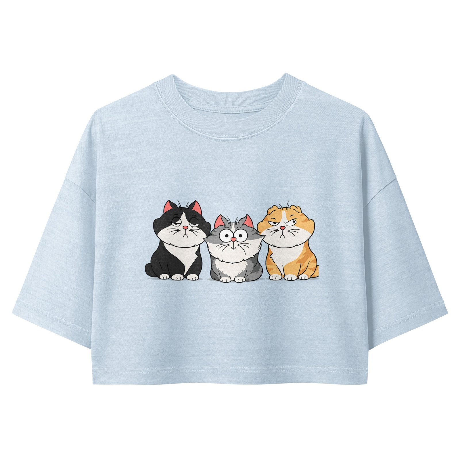 Funny Three Cats Women's Cropped Tee | Vintage Cartoon Cat Trio Cropped Top for Women 8 Funny Three Cats Women's Cropped Tee | Vintage Cartoon Cat Trio Cropped Top for Women - Image 8