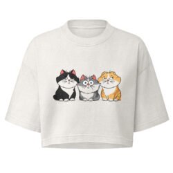 Funny Three Cats Women's Cropped Tee | Vintage Cartoon Cat Trio Cropped Top for Women 12 womens garment dye cropped tee vintage white front 6a5dfa90ce970