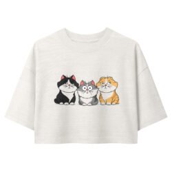 Funny Three Cats Women's Cropped Tee | Vintage Cartoon Cat Trio Cropped Top for Women 17 womens garment dye cropped tee vintage white front 6a5dfa90ceb22