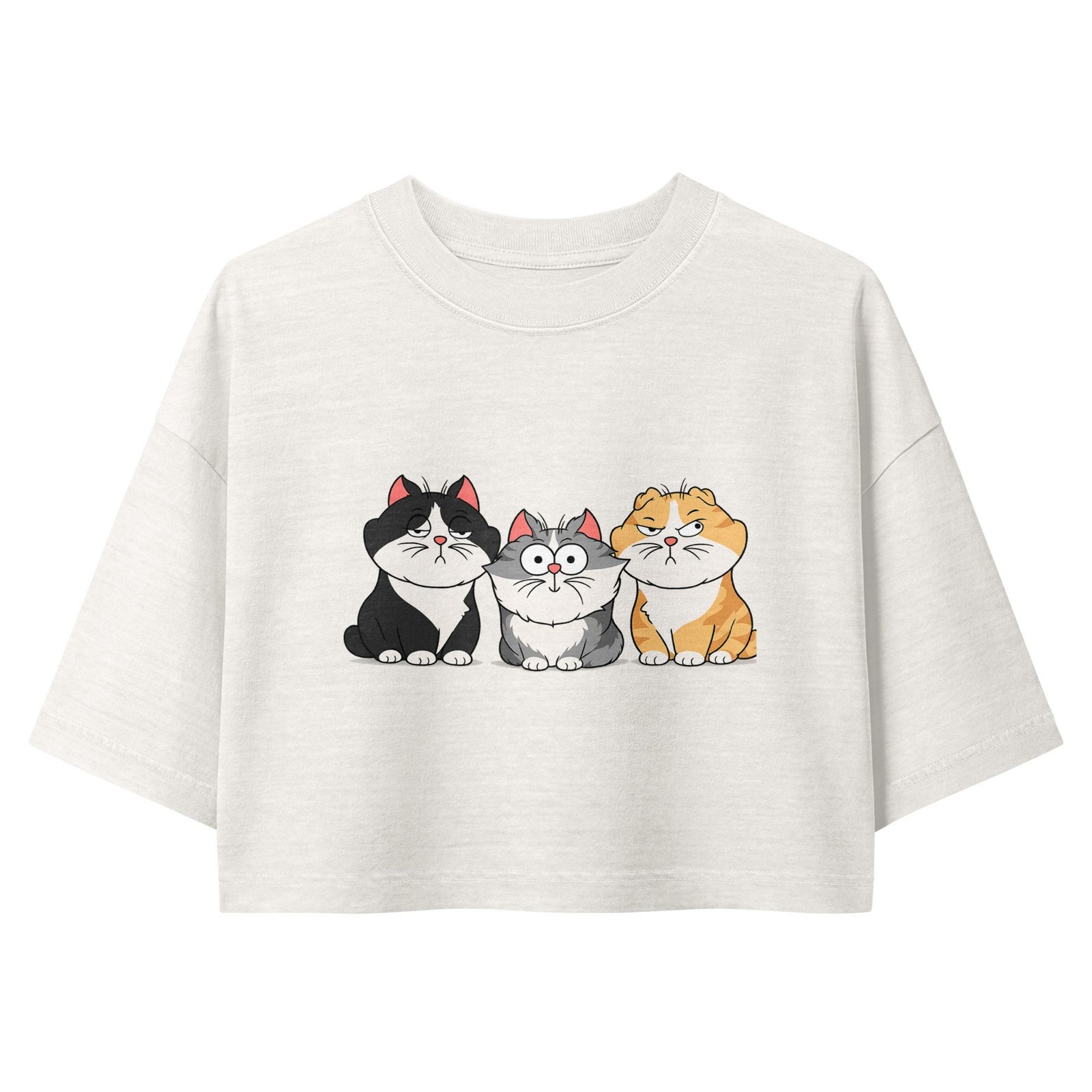 Funny Three Cats Women's Cropped Tee | Vintage Cartoon Cat Trio Cropped Top for Women 9 Funny Three Cats Women's Cropped Tee | Vintage Cartoon Cat Trio Cropped Top for Women - Image 9