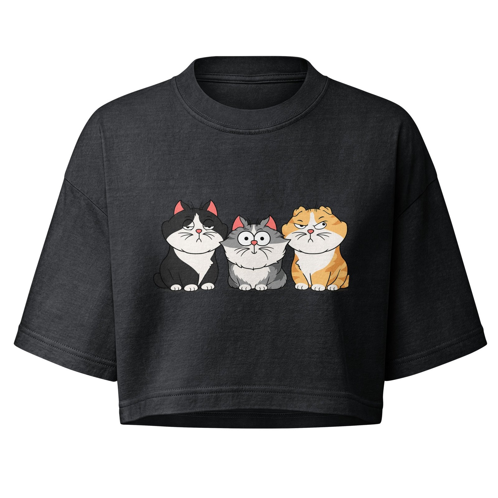 Funny Three Cats Women's Cropped Tee | Vintage Cartoon Cat Trio Cropped Top for Women 6 Funny Three Cats Women's Cropped Tee | Vintage Cartoon Cat Trio Cropped Top for Women - Image 6