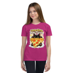 Little Kitty Big Pizza Kids T-Shirt – Cute Pizza Cat Graphic Tee for Boys and Girls Short Sleeve T-Shirt 36 youth staple tee berry front 6a493eeadf43c