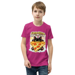 Little Kitty Big Pizza Kids T-Shirt – Cute Pizza Cat Graphic Tee for Boys and Girls Short Sleeve T-Shirt 53 youth staple tee berry front 6a493eeae96f3