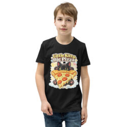 Little Kitty Big Pizza Kids T-Shirt – Cute Pizza Cat Graphic Tee for Boys and Girls Short Sleeve T-Shirt