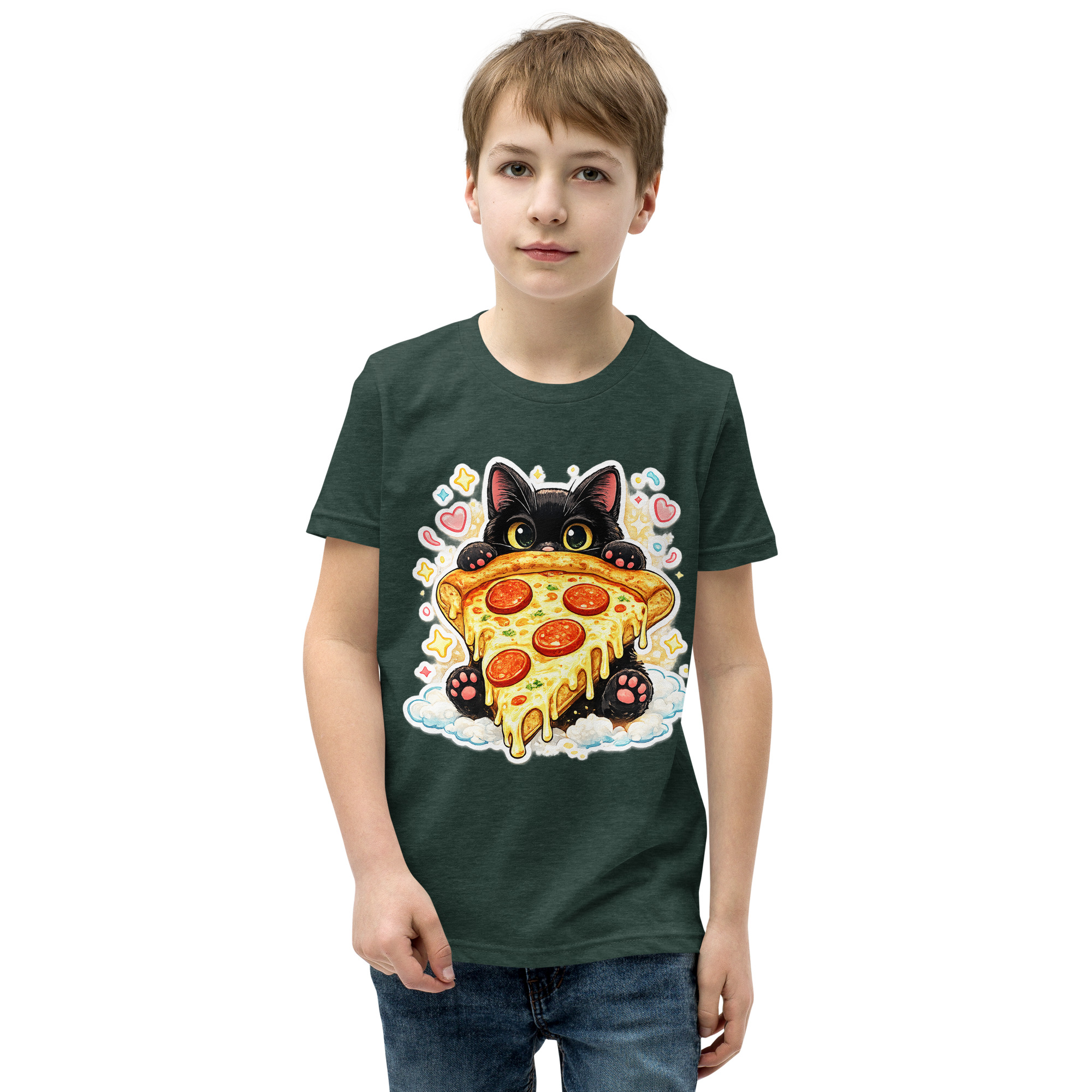 Pizza Cat Kids Shirt – Adorable Black Kitten Hugging Cheesy Pepperoni Pizza Tee Short Sleeve T-Shirt 18 Pizza Cat Kids Shirt – Adorable Black Kitten Hugging Cheesy Pepperoni Pizza Tee Short Sleeve T-Shirt - Image 18