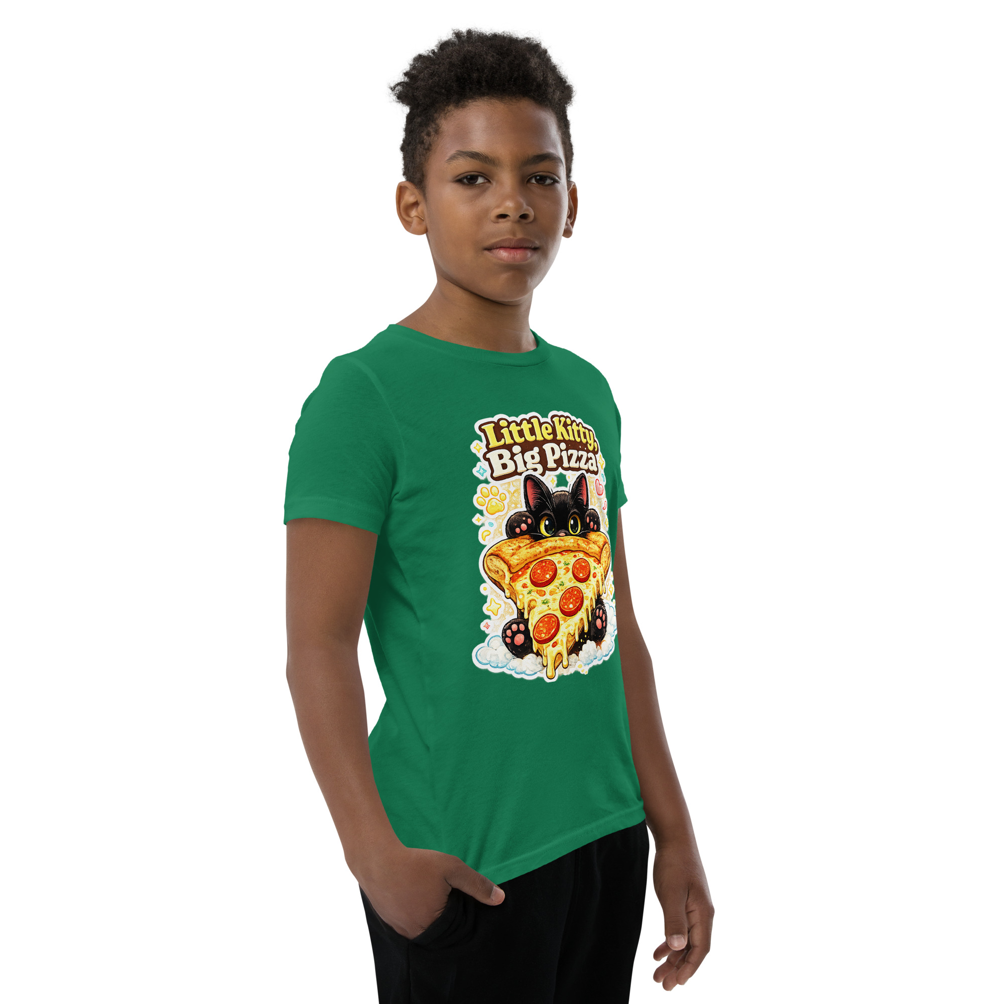 Little Kitty Big Pizza Kids T-Shirt – Cute Pizza Cat Graphic Tee for Boys and Girls Short Sleeve T-Shirt 8 Little Kitty Big Pizza Kids T-Shirt – Cute Pizza Cat Graphic Tee for Boys and Girls Short Sleeve T-Shirt - Image 8