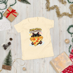Little Kitty Big Pizza Kids T-Shirt – Cute Pizza Cat Graphic Tee for Boys and Girls Short Sleeve T-Shirt 44 youth staple tee natural front 6a493eeae40ec