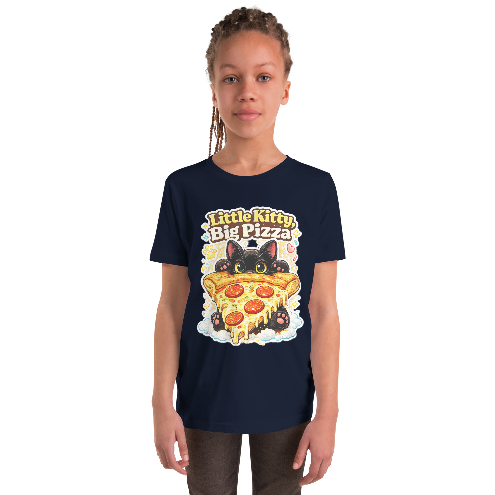 Little Kitty Big Pizza Kids T-Shirt – Cute Pizza Cat Graphic Tee for Boys and Girls Short Sleeve T-Shirt 2 Little Kitty Big Pizza Kids T-Shirt – Cute Pizza Cat Graphic Tee for Boys and Girls Short Sleeve T-Shirt - Image 2
