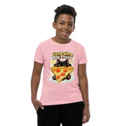 Little Kitty Big Pizza Kids T-Shirt – Cute Pizza Cat Graphic Tee for Boys and Girls Short Sleeve T-Shirt 40 youth staple tee pink front 6a493eeae14cd